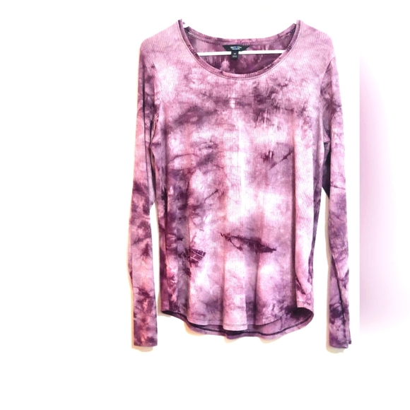 Simply Vera Vera Wang Puple Tie Dye Long Sleeve Top TUNIC Stretch Soft COTTON M - Picture 1 of 5